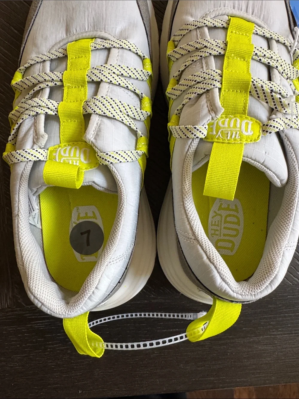 Hey Dude Sirocco Trek Y sport Cream and Neon Yellow Casual Lace-Up Sneakers